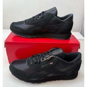 Reebok Classic Nylon Mens Shoes Triple Black Suede Sneakers 100033377 Size 10.5